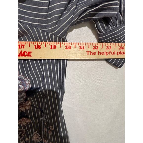 American Eagle embroidered stripe Loose Peasant Boho Coastal off shoulder top S - Picture 8 of 10